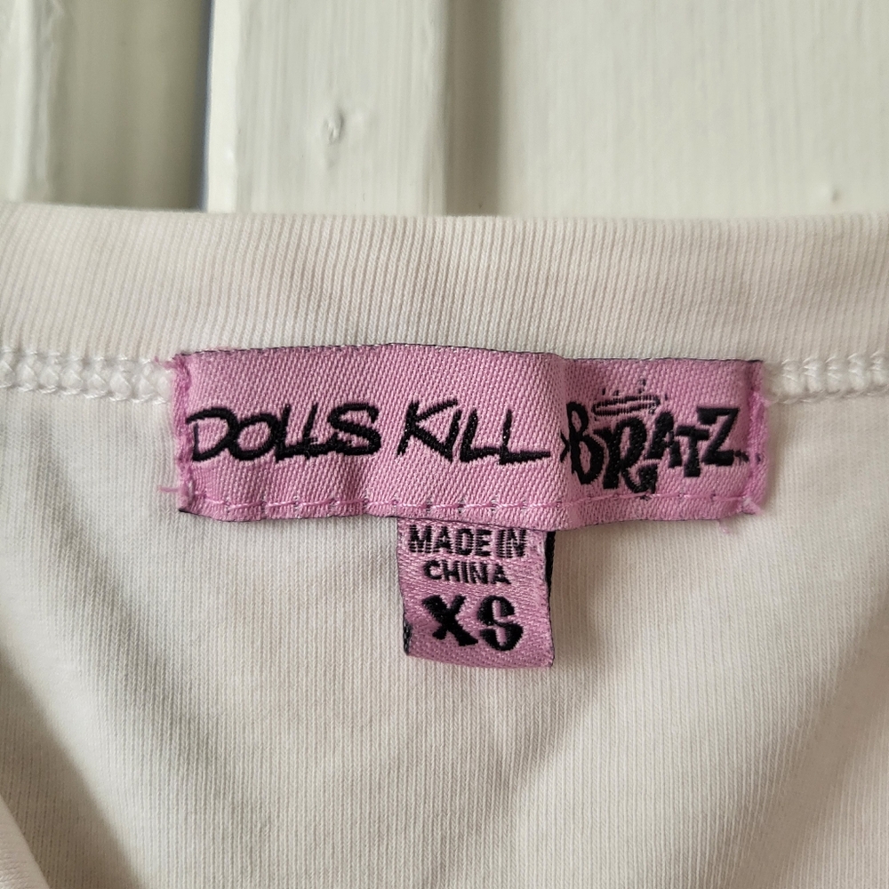 DOLLS KILL x BRATZ Girlz Really Rock Logo Cropped Tank Top Scoop Neck White XS - Picture 5 of 5